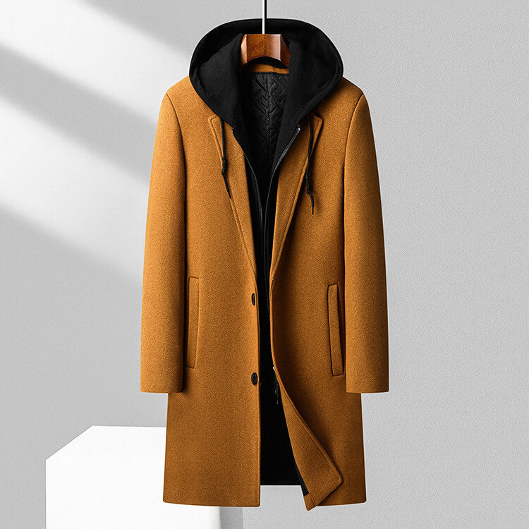 Jasper Virgin Wool Hooded Overcoat