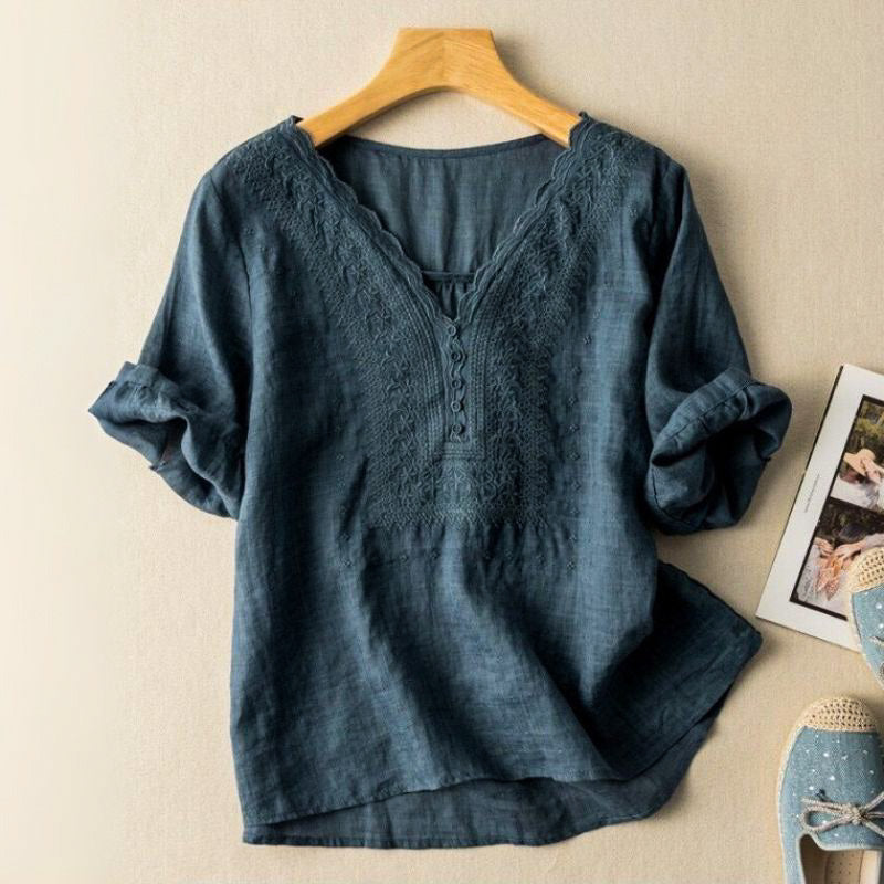 Luciana Cotton-Linen Blouse