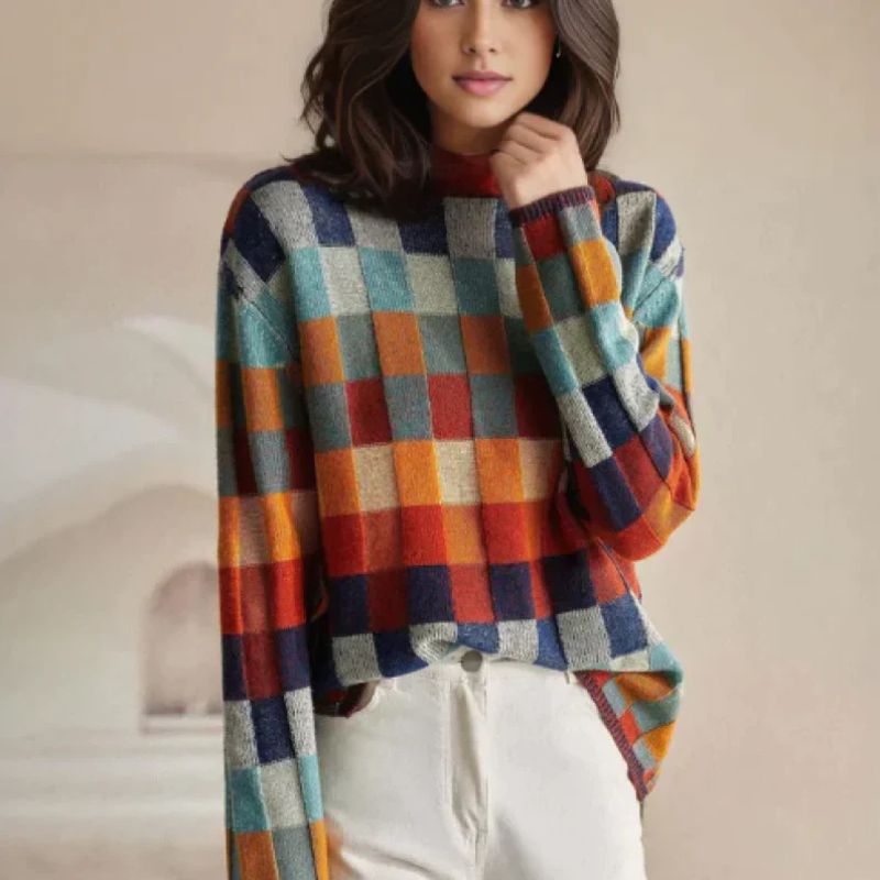 Emma Checkered Merino Sweater
