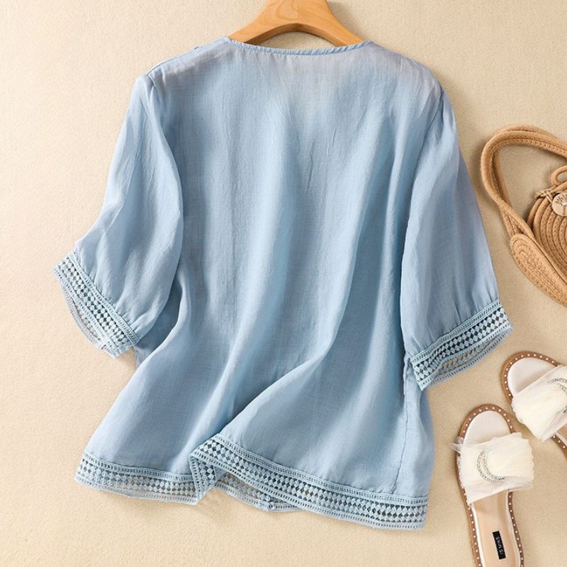 Lucia Cotton-Linen Blouse