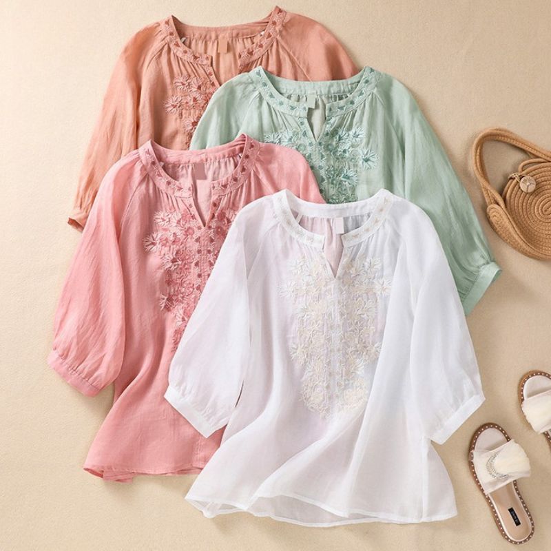 Serafina Cotton-Linen Blouse