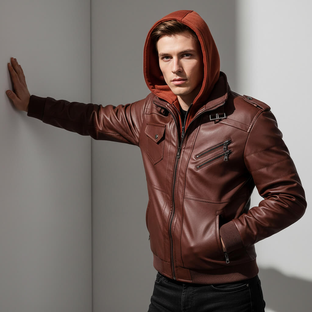 Robert Hooded Leather Jacket