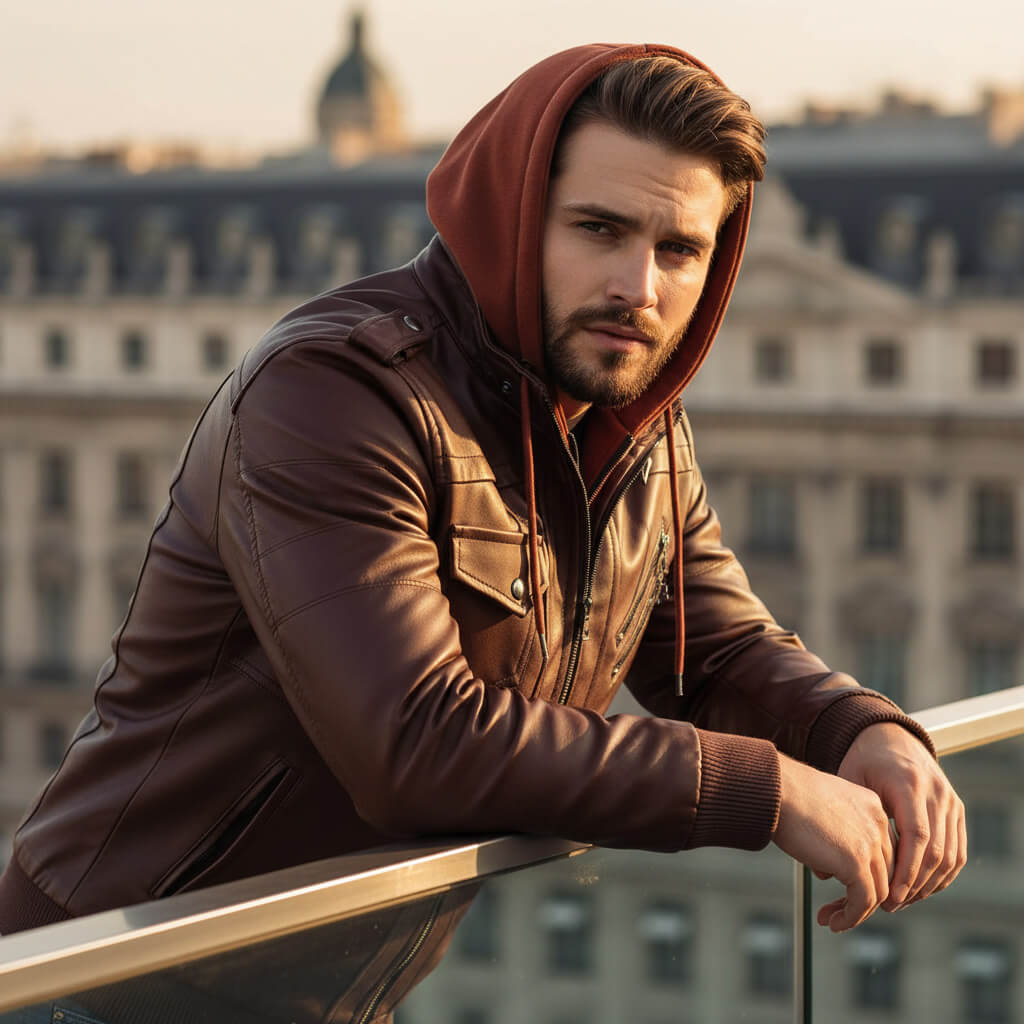 Robert Hooded Leather Jacket