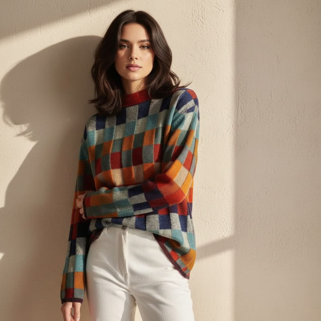 Emma Checkered Merino Sweater