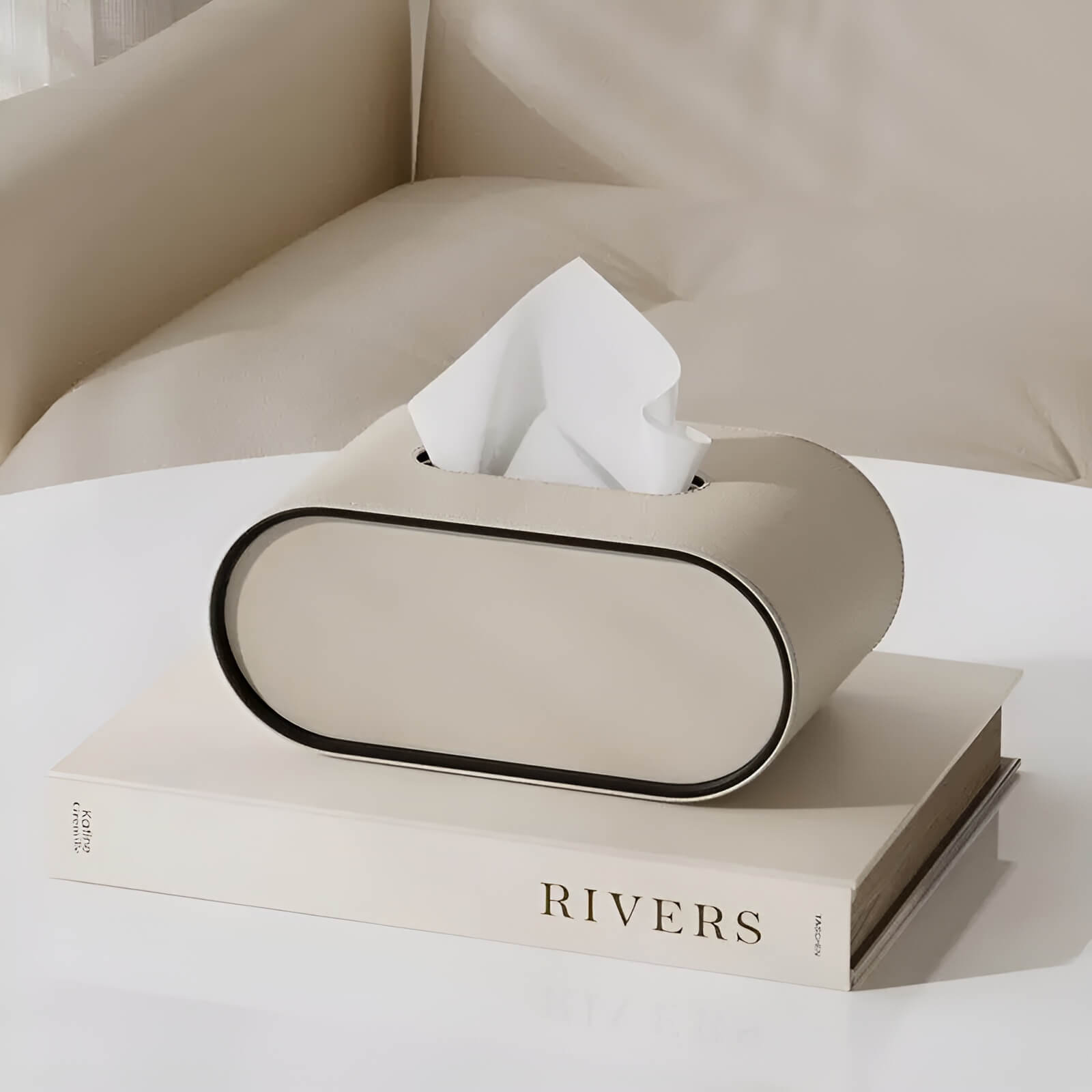 Arc Leather Tissue Box