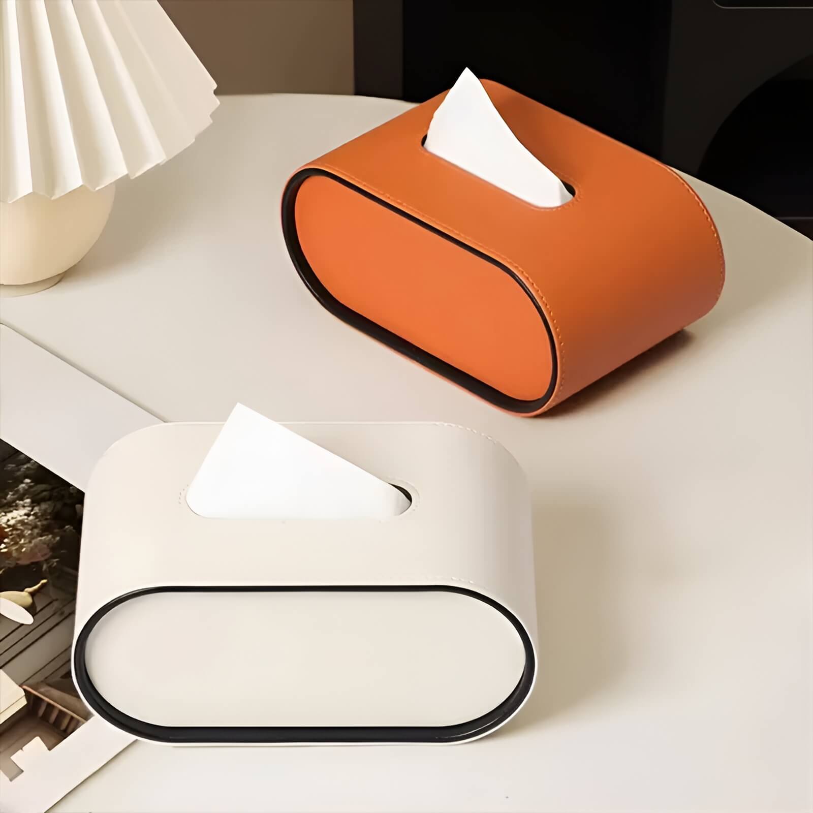 Arc Leather Tissue Box