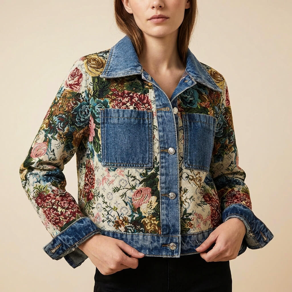 Camellia Floral Denim Jacket