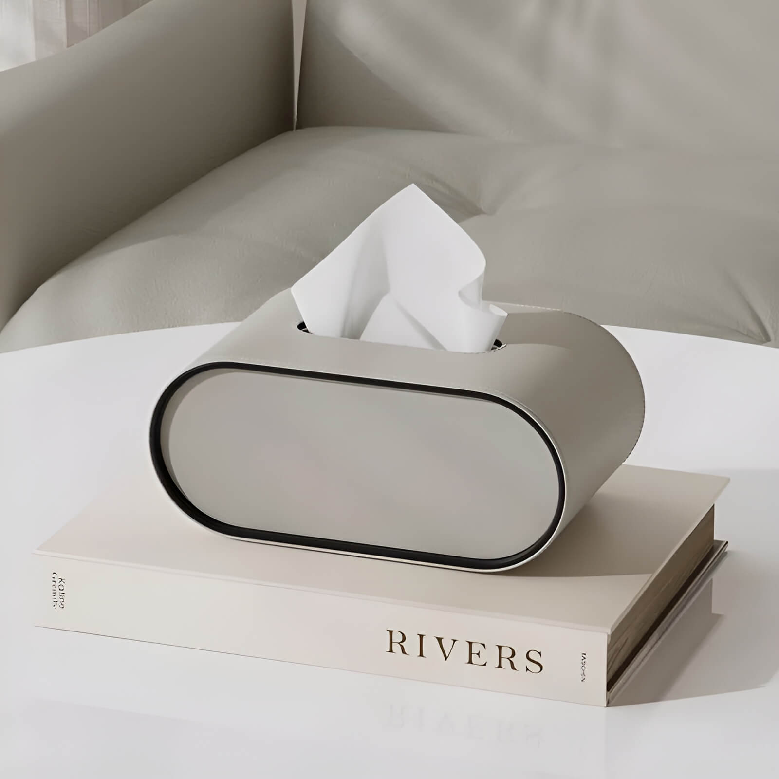 Arc Leather Tissue Box