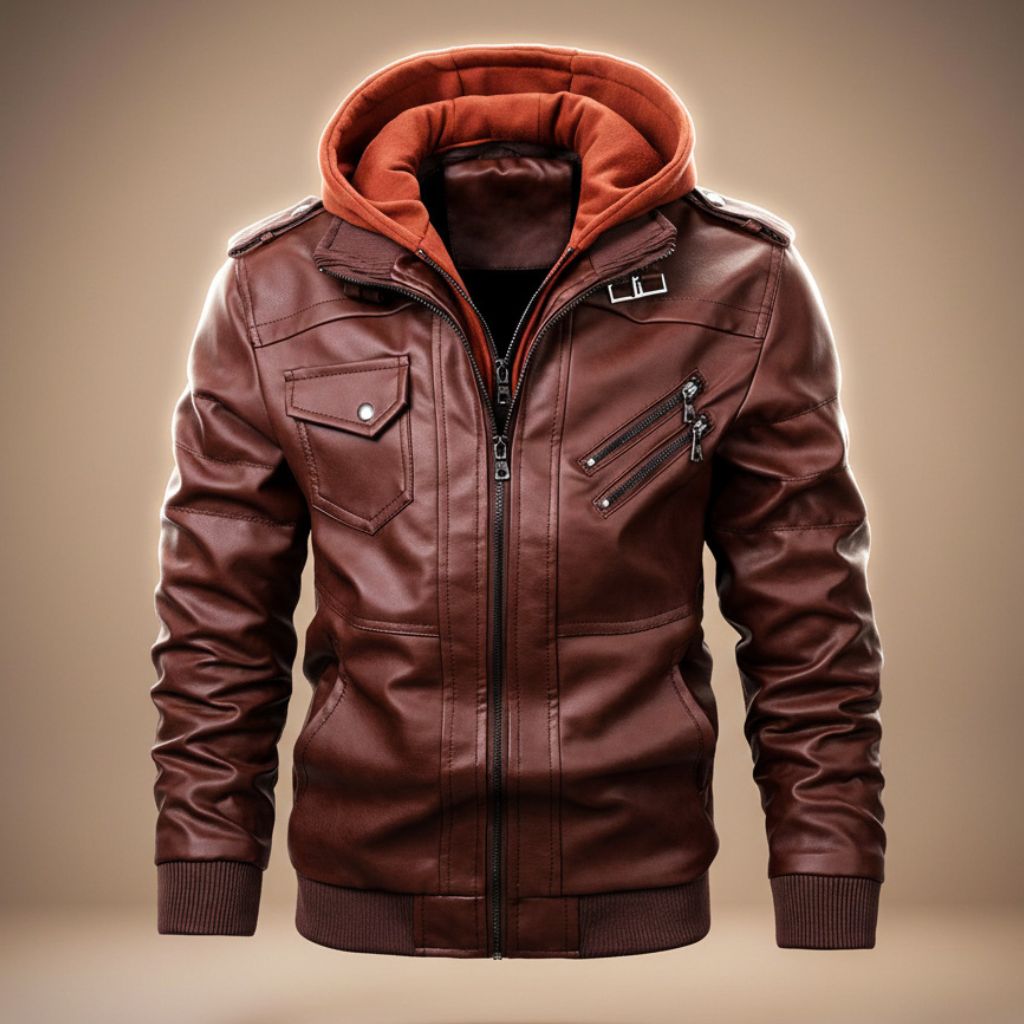 Robert Hooded Leather Jacket